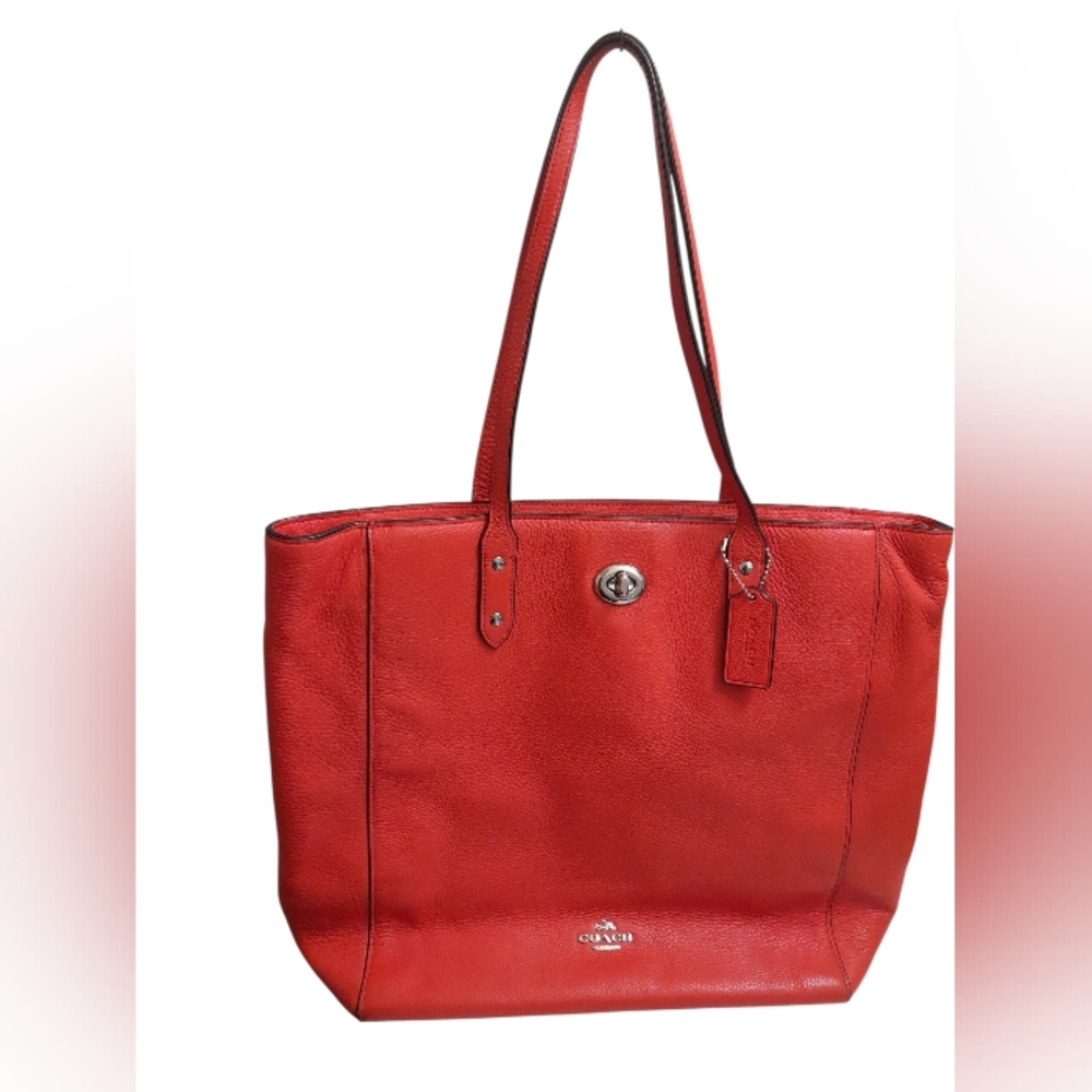 Coach Turn Lock Leather Shoulder Tote Hand  Bag Y2K